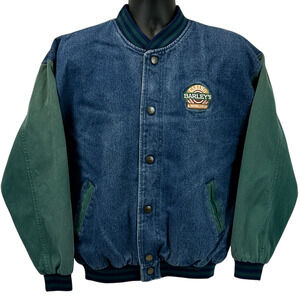 Vintage 90s Barley's Casino & Brewing Co Jacket Mens Medium Las Vegas Denim Blue